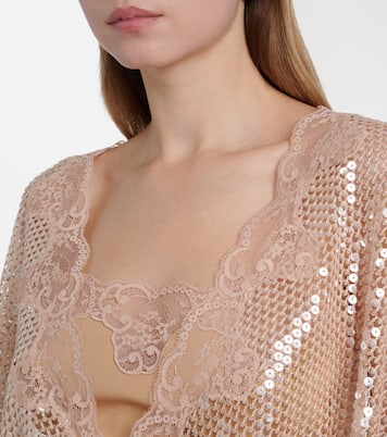 Robe aus Mesh mit Spitze und Pailletten | Elie Saab