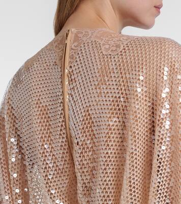 Robe aus Mesh mit Spitze und Pailletten | Elie Saab