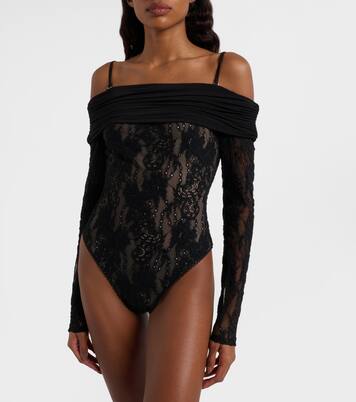 Rebellion off-shoulder lace bodysuit | Zimmermann