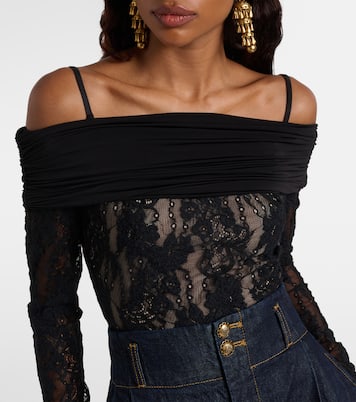 Rebellion off-shoulder lace bodysuit | Zimmermann