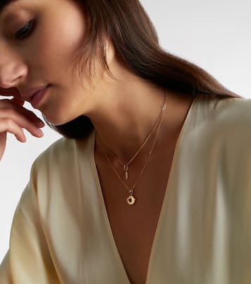 Bagel Brunch 14kt gold pendant necklace with diamonds | Stone and Strand