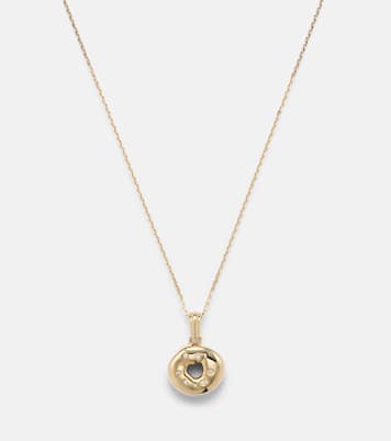 Bagel Brunch 14kt gold pendant necklace with diamonds | Stone and Strand