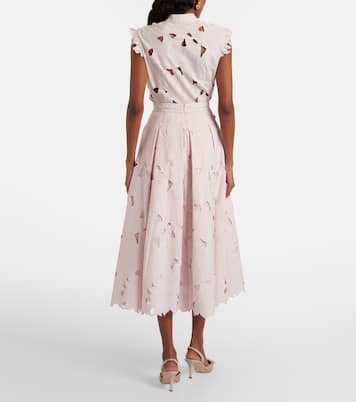 Cutout floral pleated midi skirt | Erdem