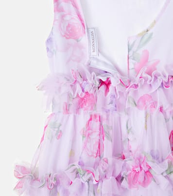 Vestido de tul floral con volantes | Monnalisa