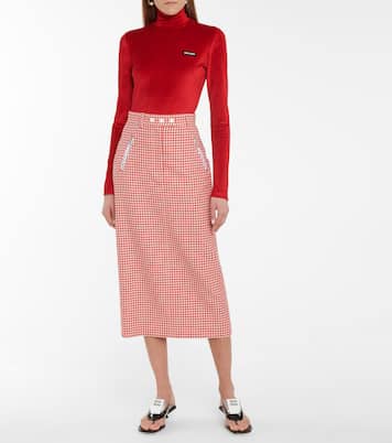 Gonna midi a quadretti in lana | Miu Miu