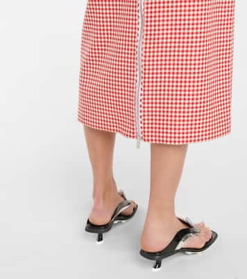 Gonna midi a quadretti in lana | Miu Miu