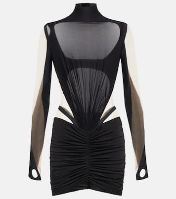 Mesh and jersey-paneled minidress | Mugler