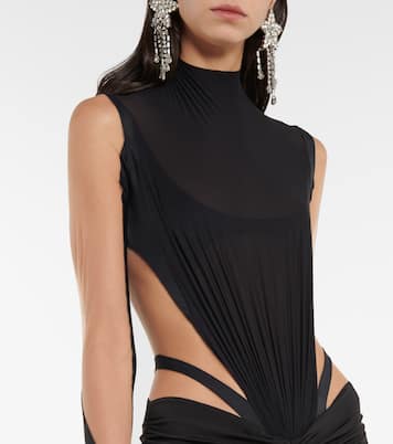 Mesh and jersey-paneled minidress | Mugler