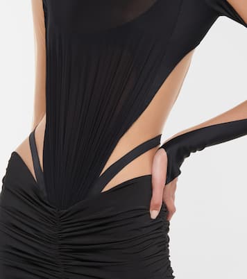 Mesh and jersey-paneled minidress | Mugler