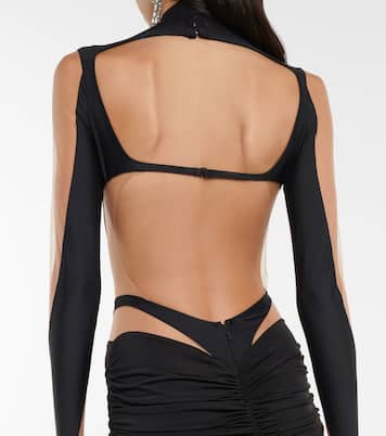 Mesh and jersey-paneled minidress | Mugler