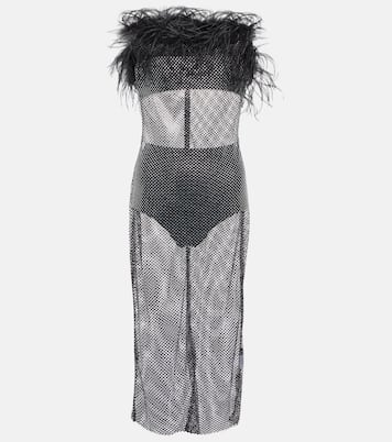 Feather-trimmed embellished midi dress | Giuseppe di Morabito