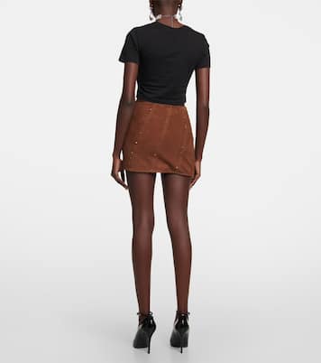 Mini-jupe en daim à cristaux | Alessandra Rich
