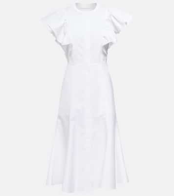 Ruffle-trimed cotton midi dress | Chloé