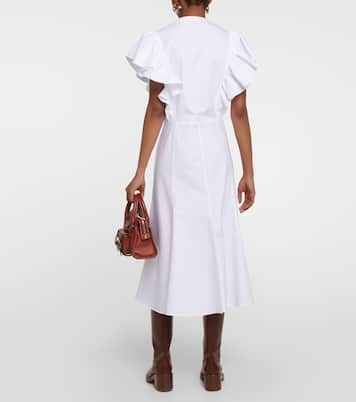 Ruffle-trimed cotton midi dress | Chloé
