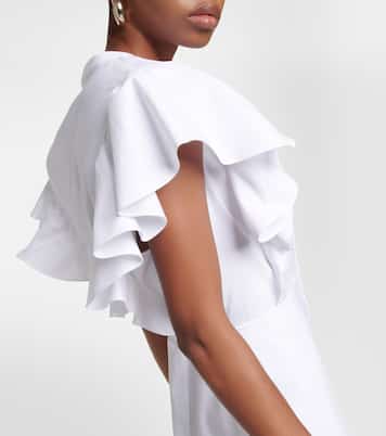 Ruffle-trimed cotton midi dress | Chloé