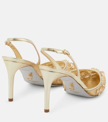 Verzierte Slingback-Pumps mit Metallic-Leder | Rene Caovilla