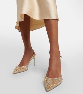 Verzierte Slingback-Pumps mit Metallic-Leder | Rene Caovilla