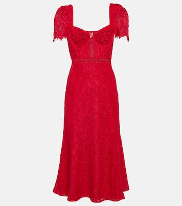 Lace crêpe midi dress | Self-Portrait