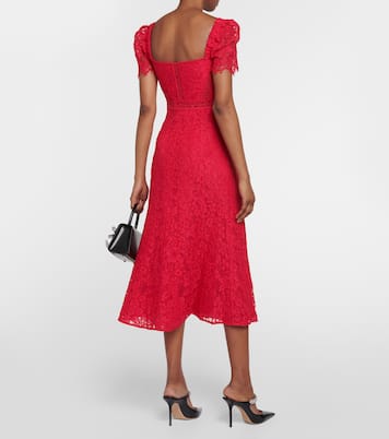 Lace crêpe midi dress | Self-Portrait
