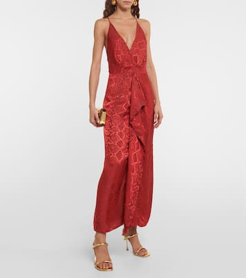 Carmine snake-print satin maxi dress | Simkhai