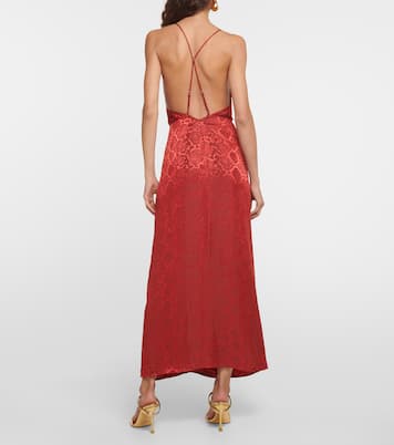 Carmine snake-print satin maxi dress | Simkhai