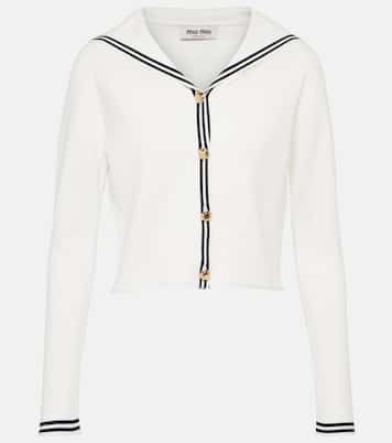 Cardigan in misto cotone a righe | Miu Miu