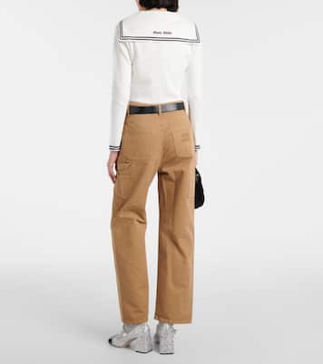 Cardigan in misto cotone a righe | Miu Miu