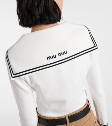 Cardigan in misto cotone a righe | Miu Miu
