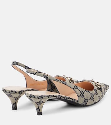 Horsebit GG canvas slingback pumps | Gucci