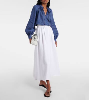 Jupe midi Sabina en lin | Loro Piana