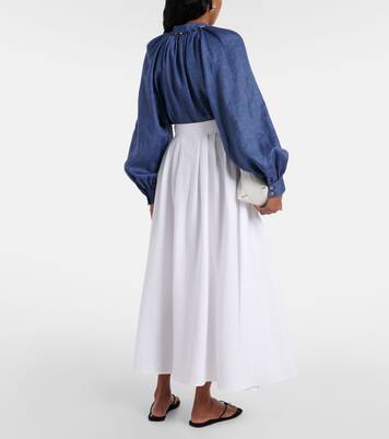 Jupe midi Sabina en lin | Loro Piana