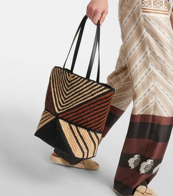 Cabas Paula’s Ibiza Puzzle Fold Medium en raphia | Loewe