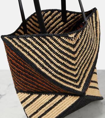 Cabas Paula’s Ibiza Puzzle Fold Medium en raphia | Loewe
