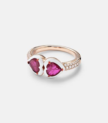 18kt rose gold ring with rubies and diamonds | Kamyen