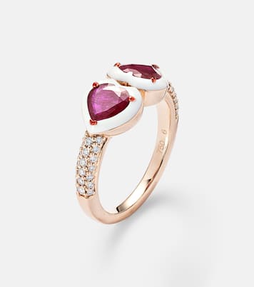 18kt rose gold ring with rubies and diamonds | Kamyen