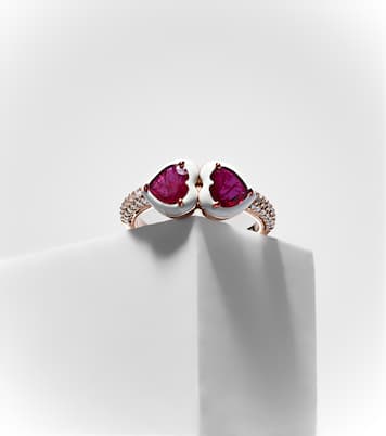 18kt rose gold ring with rubies and diamonds | Kamyen