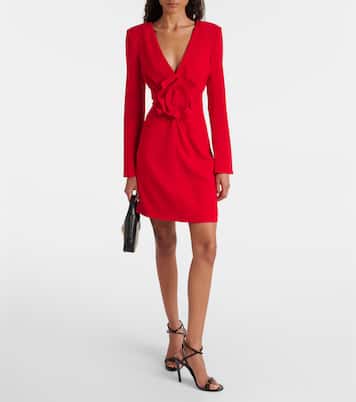 Floral-appliqué draped cady minidress | Roland Mouret