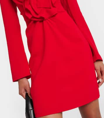 Floral-appliqué draped cady minidress | Roland Mouret