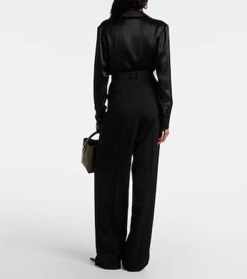 Pantaloni in lana a gamba larga | Saint Laurent