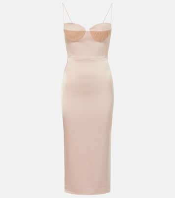 Abito midi Sweetheart in crêpe in raso | Alex Perry
