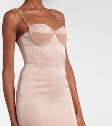 Abito midi Sweetheart in crêpe in raso | Alex Perry