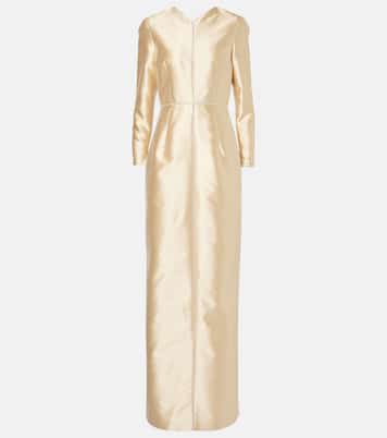 Robe longue Rosamund en satin à ornements | Markarian