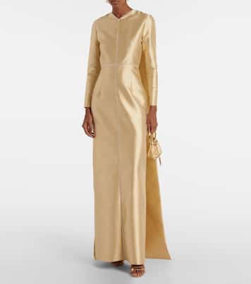 Robe longue Rosamund en satin à ornements | Markarian