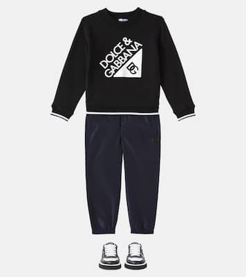 Felpa in jersey di cotone con logo | Dolce&Gabbana Kids