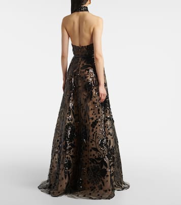 Abito lungo in tulle con paillettes | Elie Saab
