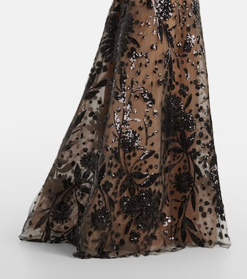 Abito lungo in tulle con paillettes | Elie Saab