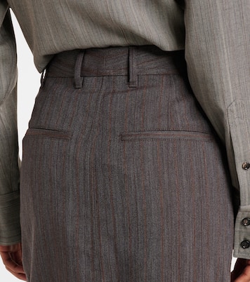 Falda pantalón asimétrica de lana a rayas | Bottega Veneta