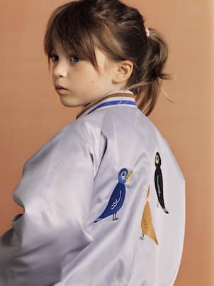 Chaqueta bomber de satén con logo | Mini Rodini