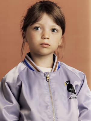 Chaqueta bomber de satén con logo | Mini Rodini