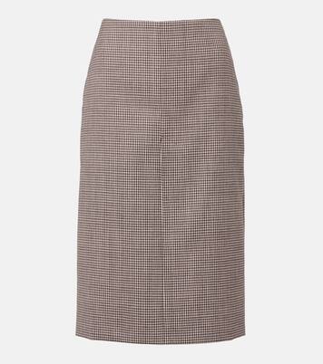 Jupe midi en laine à carreaux | Gucci